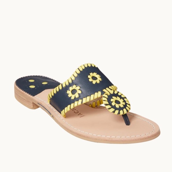 JACK ROGERS Navajo Heritage Jacks Slide Sandals Midnight / Lemon Womens US 5M - Picture 2 of 13